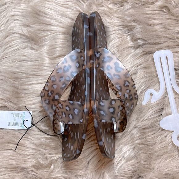 Maurice’s Paige Leopard Jelly Sandal Square Open-toe Crisscross Front Slip-on - Picture 5 of 8